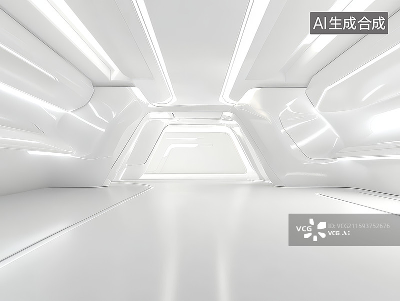 【AI数字艺术】未来主义的白色走廊图片素材