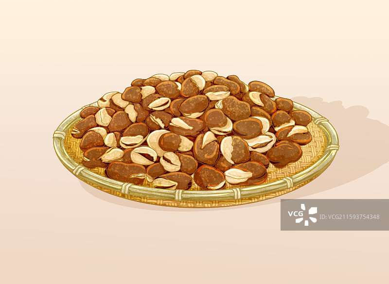 农业插画五谷杂粮一筐蚕豆图片素材