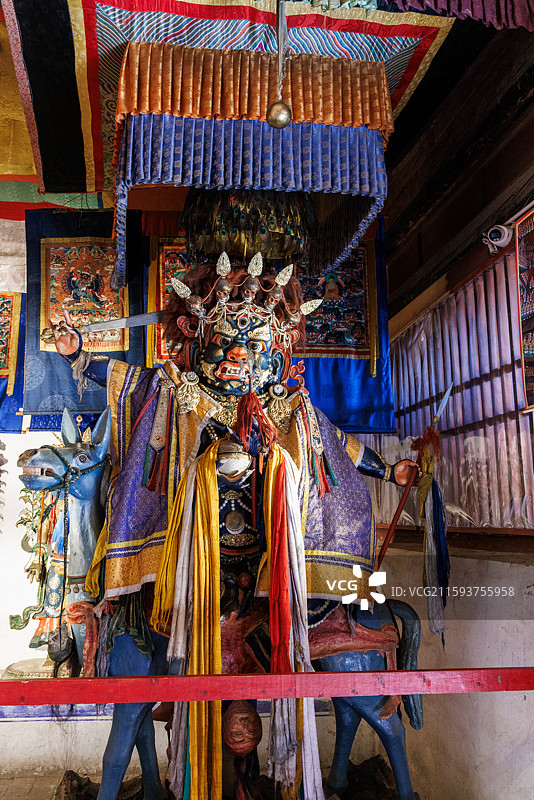 蒙古国前杭爱省哈拉和林藏传佛教格鲁派寺院额尔德尼昭吉祥天母塑像图片素材