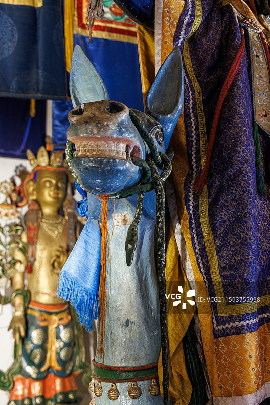 蒙古国前杭爱省哈拉和林藏传佛教格鲁派寺院额尔德尼昭吉祥天母塑像图片素材