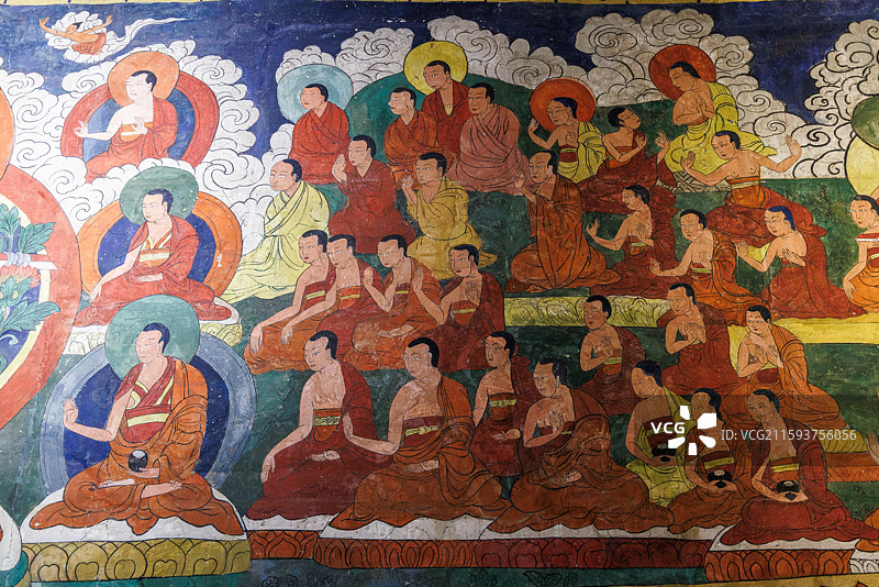 蒙古国前杭爱省哈拉和林藏传佛教格鲁派寺院额尔德尼昭壁画图片素材