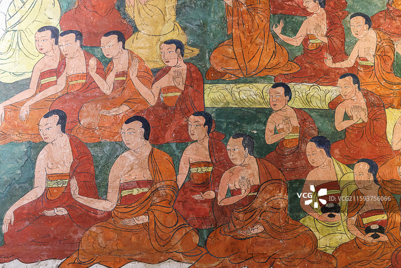 蒙古国前杭爱省哈拉和林藏传佛教格鲁派寺院额尔德尼昭壁画图片素材