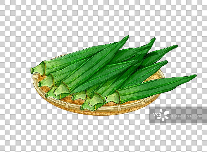 蔬菜元素一筐秋葵图片素材