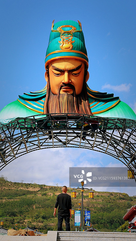 甘肃礼县祁山堡镇三国文化园的关公像图片素材