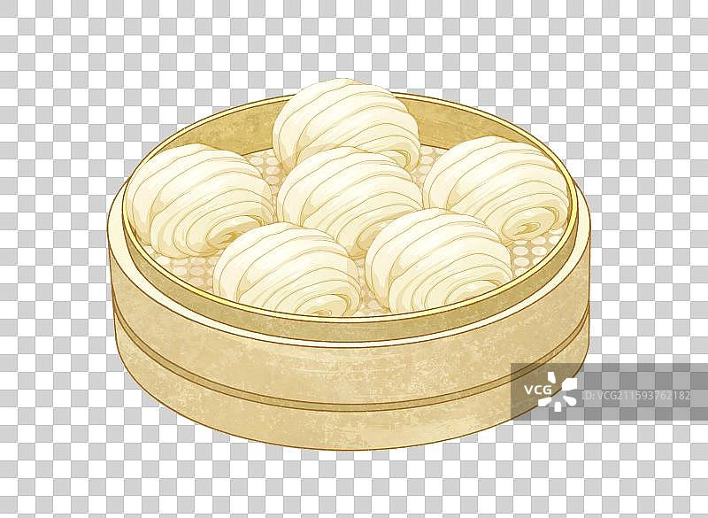 中式面点美食元素一笼屉花卷图片素材