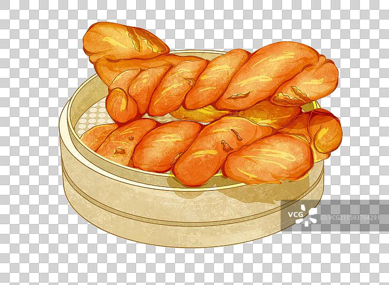 中式面点美食元素一笼屉麻花图片素材