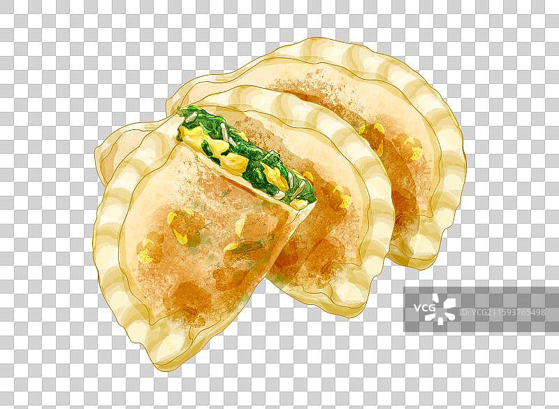 中式面点美食元素韭菜盒子图片素材