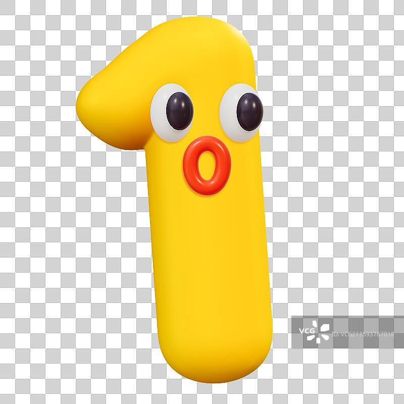 3D渲染的立体数字1双11电子商务卡通插画元素图片素材