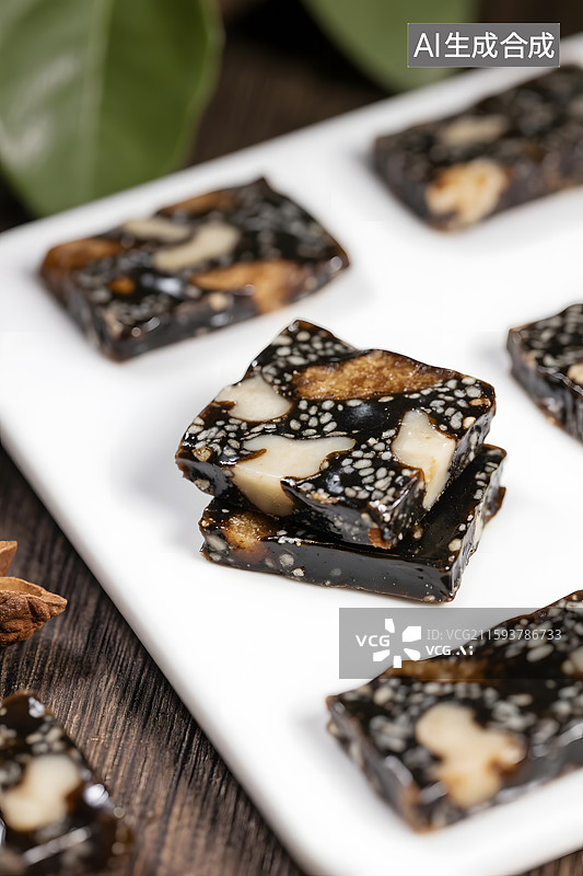 【AI数字艺术】滋补核桃芝麻阿胶块图片素材