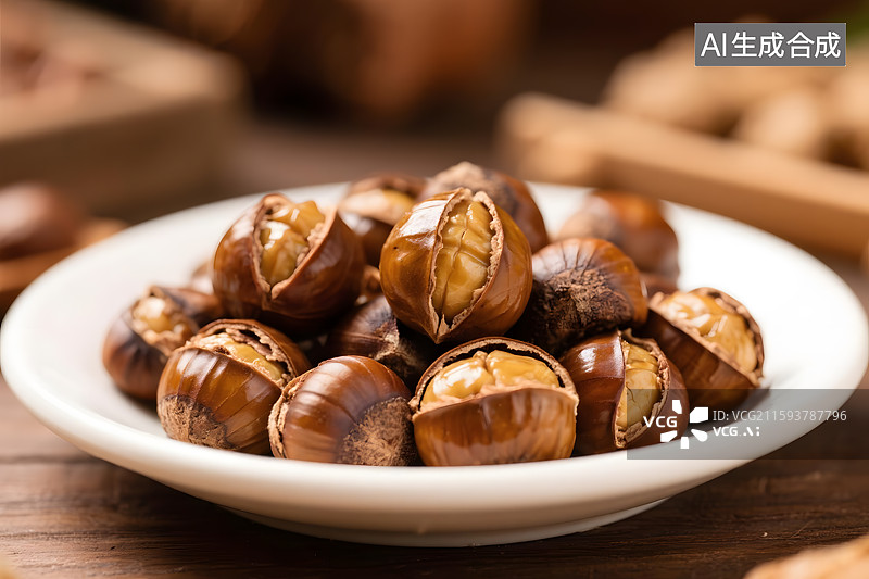【AI数字艺术】糖炒栗子特写图片素材