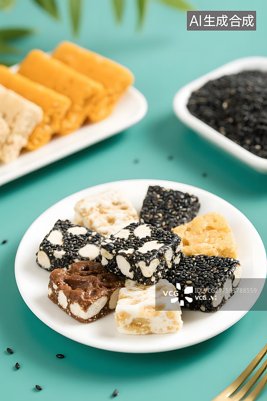 【AI数字艺术】黑芝麻六味营养糕图片素材