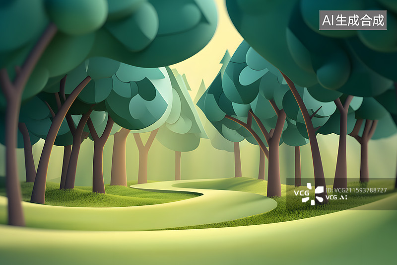 【AI数字艺术】3D松柏森林树林图片素材