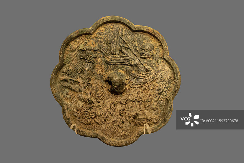 江苏省镇江市英国领事馆旧址“镇江的佛教文化”：达摩渡江菱花镜（宋，征集）图片素材