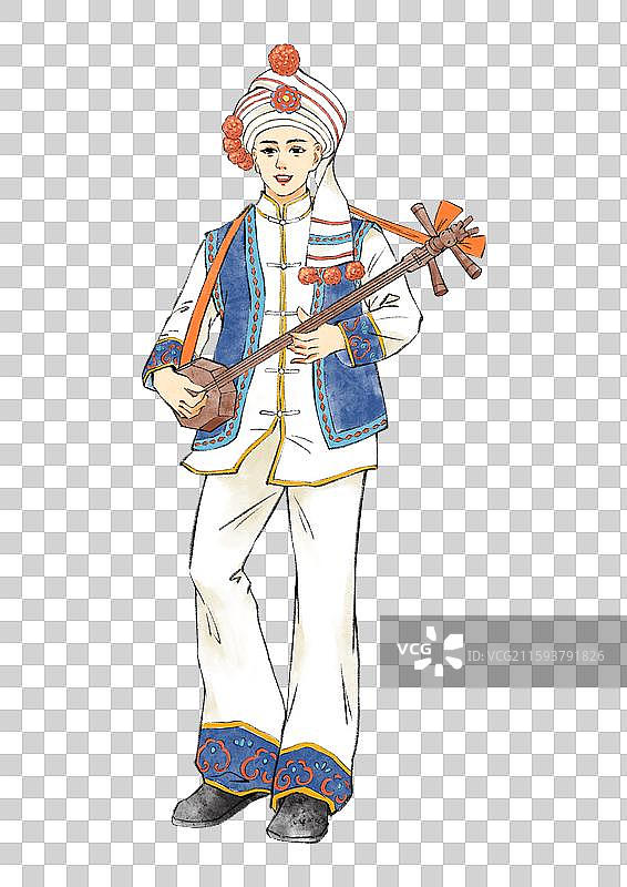 56民族，云南少数民族白族，大三弦。图片素材