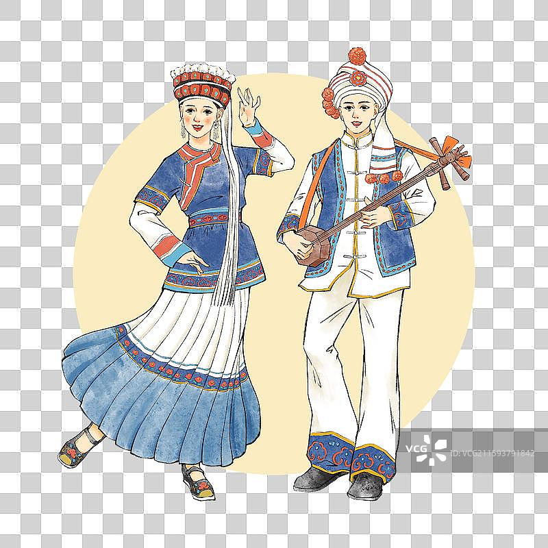 56民族，云南少数民族白族，大三弦。图片素材