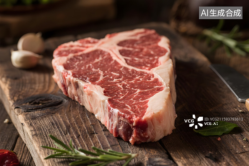 【AI数字艺术】新鲜原切牛排特写图片素材