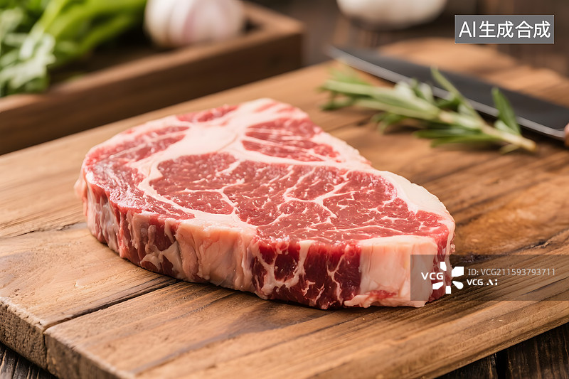 【AI数字艺术】新鲜原切牛排特写图片素材