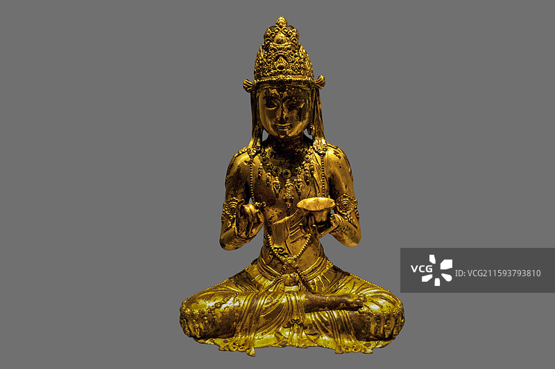 江苏省镇江市英国领事馆旧址镇江的佛教文化：大理国铜鎏金杨枝观音坐像（宋，1963年唐嵩山先生捐赠）图片素材