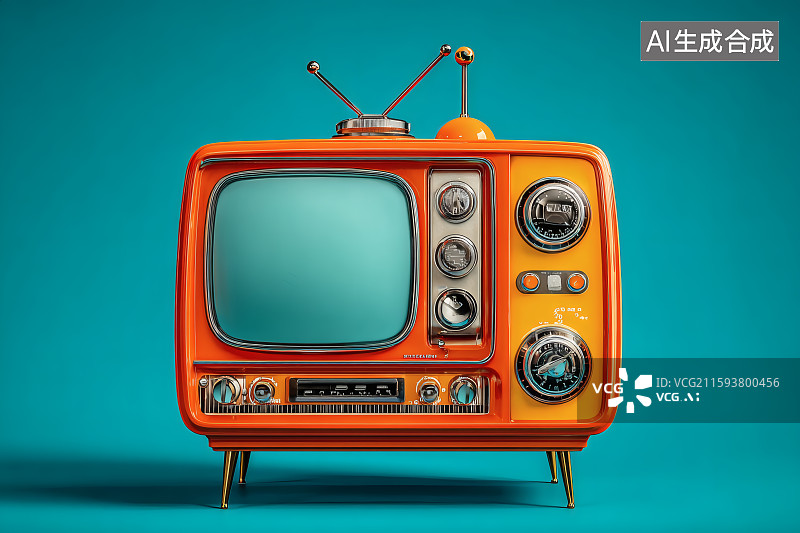 【AI数字艺术】蓝色背景，一台老式电机图片素材