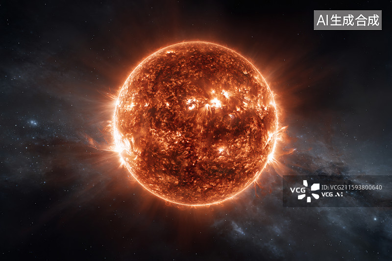 【AI数字艺术】星空中的一颗燃烧的星球图片素材
