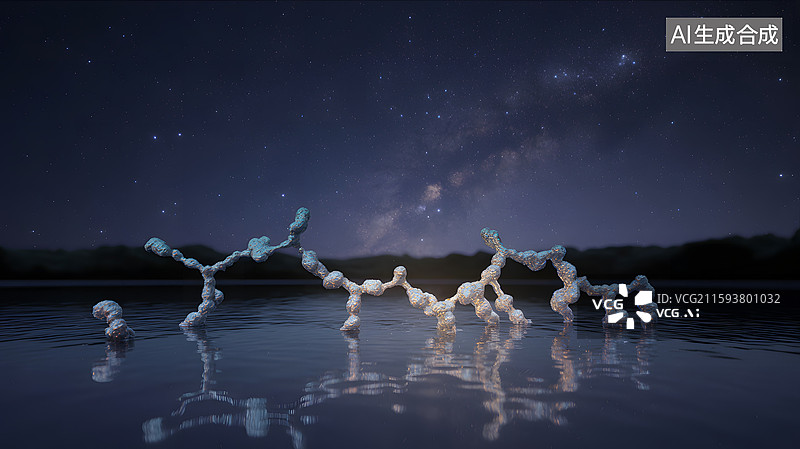 【AI数字艺术】星空下的水体抽象艺术景象图片素材