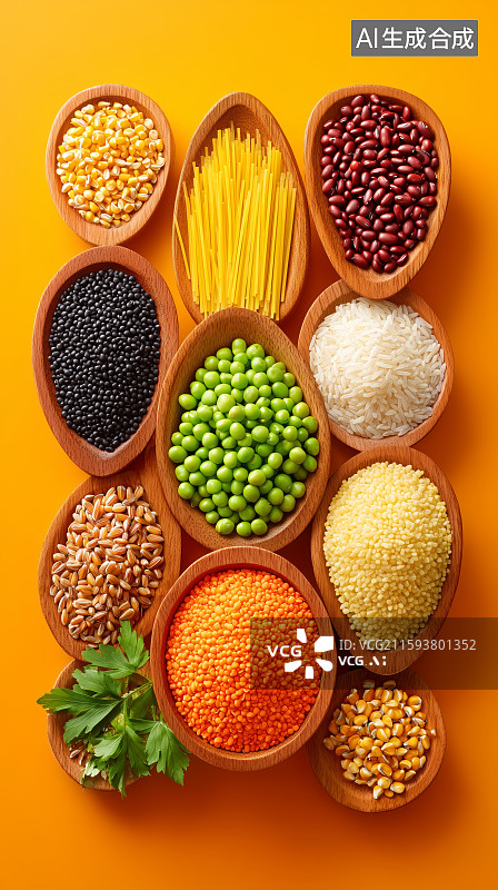 【AI数字艺术】多种谷物豆类展示图片素材
