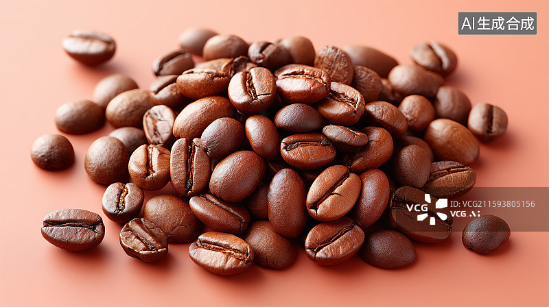 【AI数字艺术】咖啡豆堆叠特写图片素材