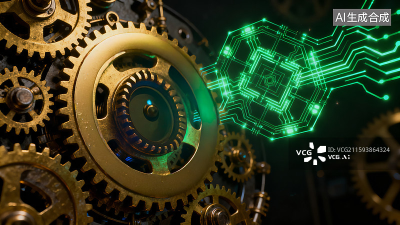 【AI数字艺术】金属齿轮，科技齿轮，抽象概念机件图片素材
