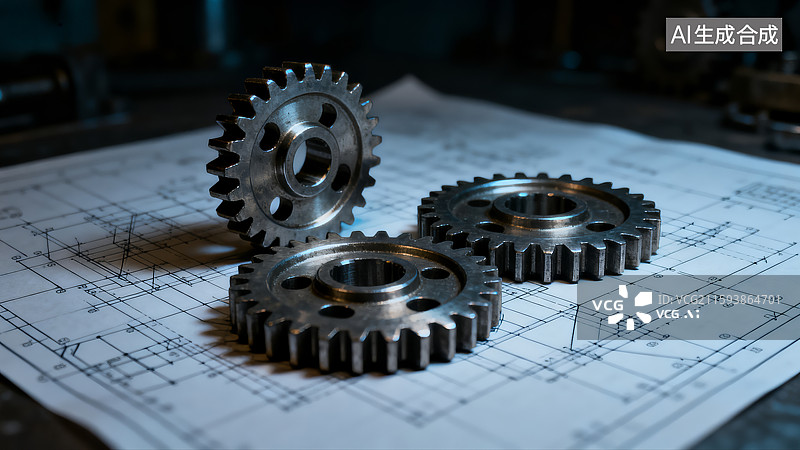 【AI数字艺术】金属齿轮，科技齿轮，抽象概念机件图片素材