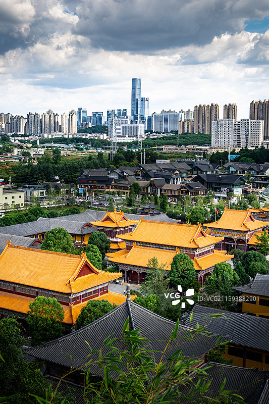 贵州 贵阳 泉湖公园 西普陀寺 古今同框图片素材