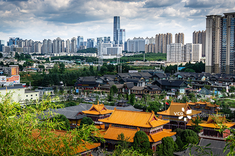 贵州 贵阳 泉湖公园 西普陀寺 古今同框图片素材