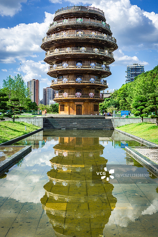 贵州 贵阳 泉湖公园 西普陀寺 古今同框图片素材