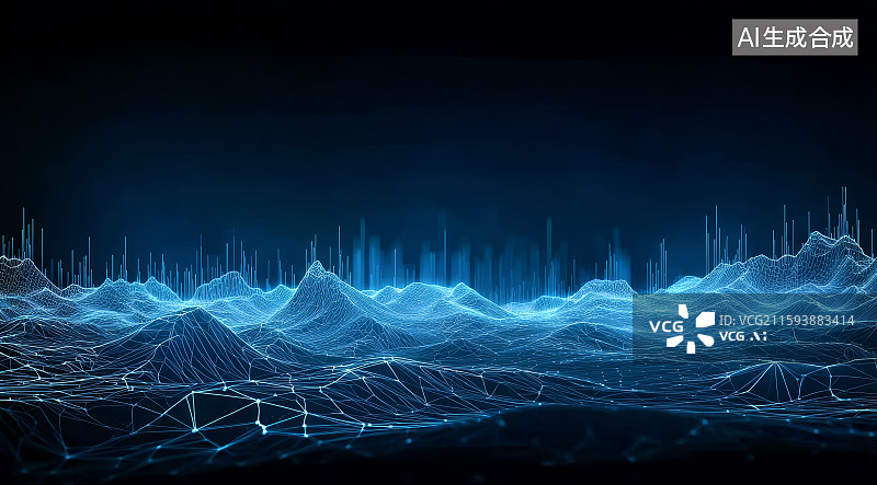 【AI数字艺术】山峦造型网络数据光影科幻背景图图片素材