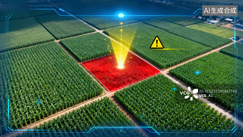 【AI数字艺术】农田监控系统预警画面图片素材