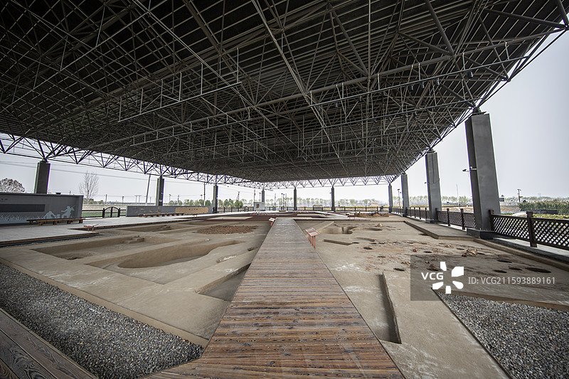 山东省泰安市大汶口国家考古遗址公园：大汶口遗址汶河北岸遗址图片素材