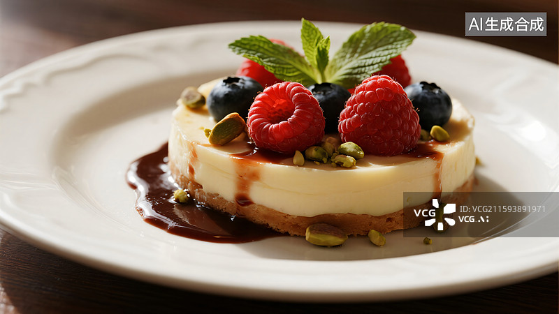 【AI数字艺术】精致莓果慕斯：舌尖上的艺术图片素材