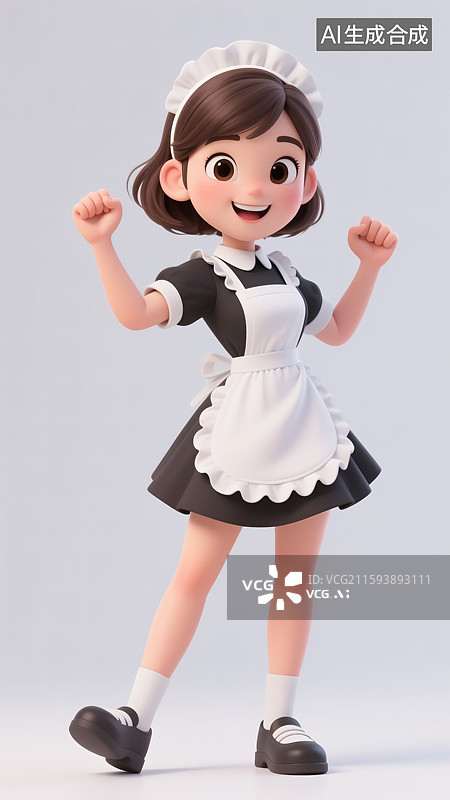 【AI数字艺术】清洁卫生的保姆女生插画图片素材