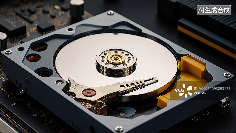 【AI数字艺术】硬盘内部结构展示图片素材