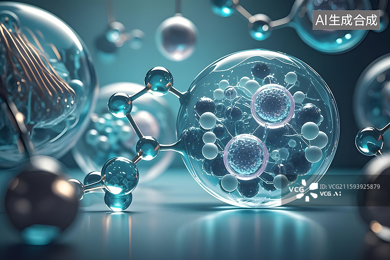 【AI数字艺术】分子结构生物科技制药概念图片素材