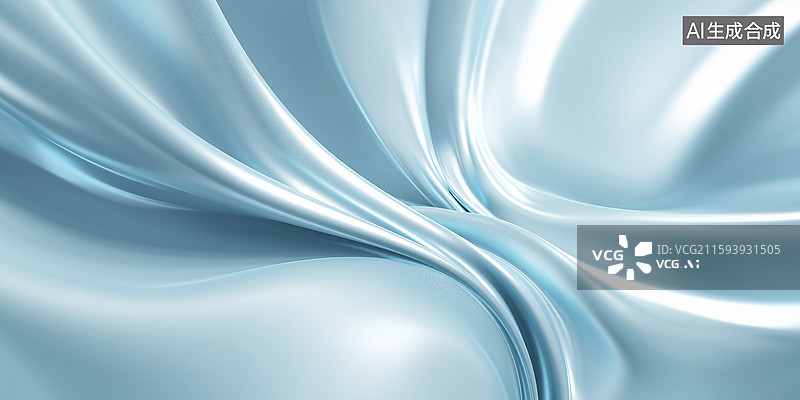【AI数字艺术】蓝银波光曲线背景图片素材