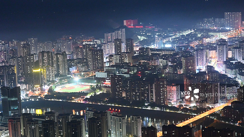 达州市宣汉县城市夜景图片素材