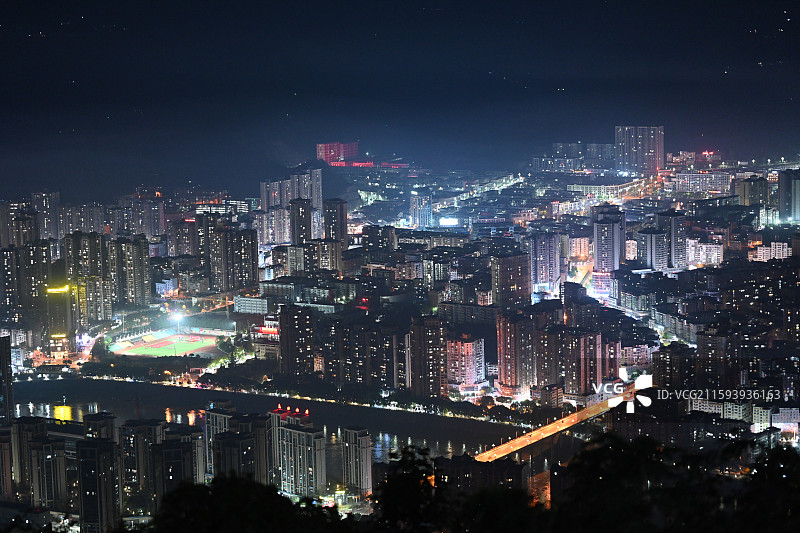 达州市宣汉县城市夜景图片素材