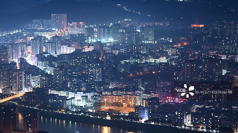 达州市宣汉县城市夜景图片素材