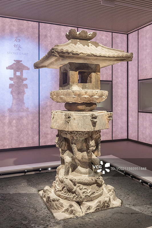 陕西省西安碑林博物馆石灯唐代618-907年原立于乾县西湖村石牛寺图片素材