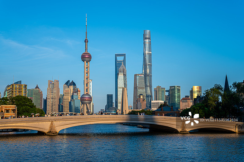 上海乍浦路桥 陆家嘴城景 吴淞江（苏州河）图片素材