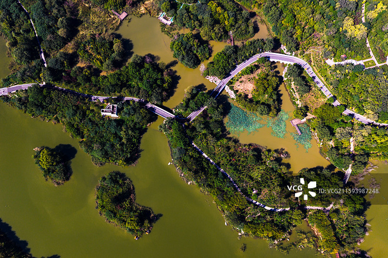 河南省郑州市荥阳市 郑州郊野公园 索河湿地 索河 万山湖图片素材