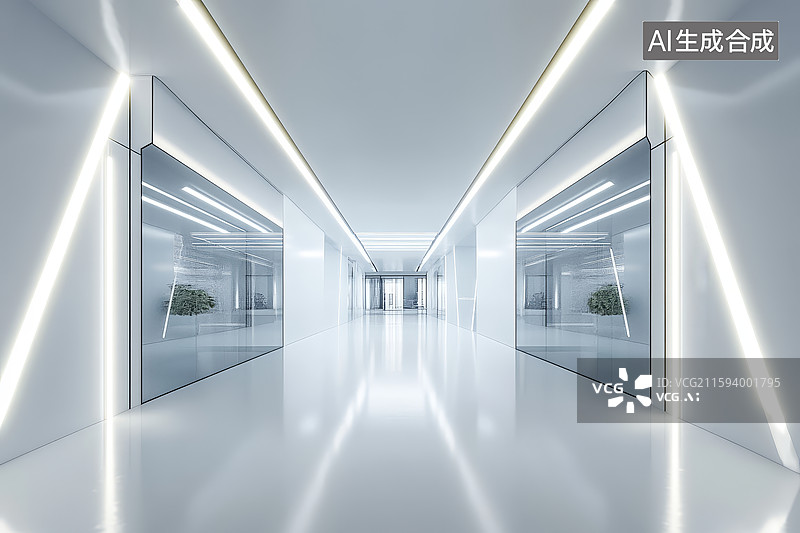 【AI数字艺术】现代办公走廊图片素材