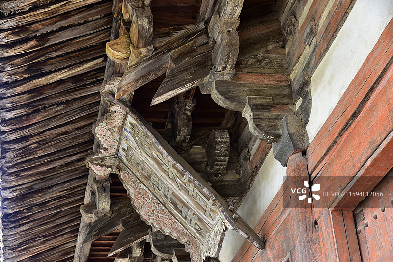 山西省忻州市五台县五台山古建筑佛光寺东大殿牌匾图片素材