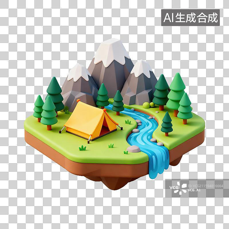 【AI数字艺术】3D微缩露营场景图片素材