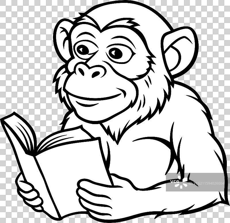 卷尾猴阅读图标图片素材